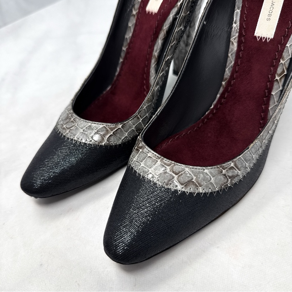 Marc Jacobs Vintage Y2K Leather Rose Rosette Flower Pump Heels Black Gothic 39.5 - Picture 7 of 16